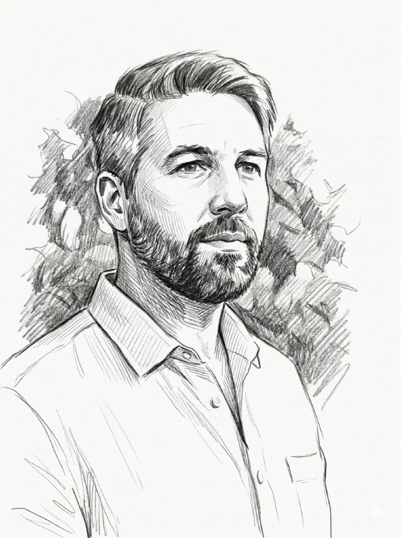 Portrait d&rsquo;Adrien Poupin, esquisse au crayon